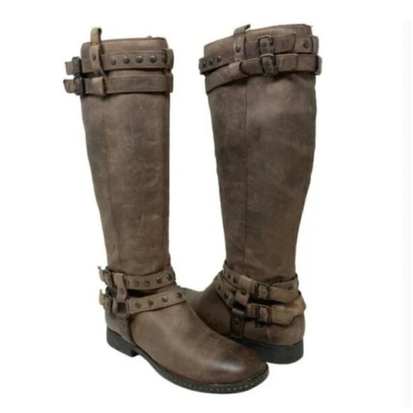 Born Shoes - Born Gwynn Harness Brown Leather Knee High Boots